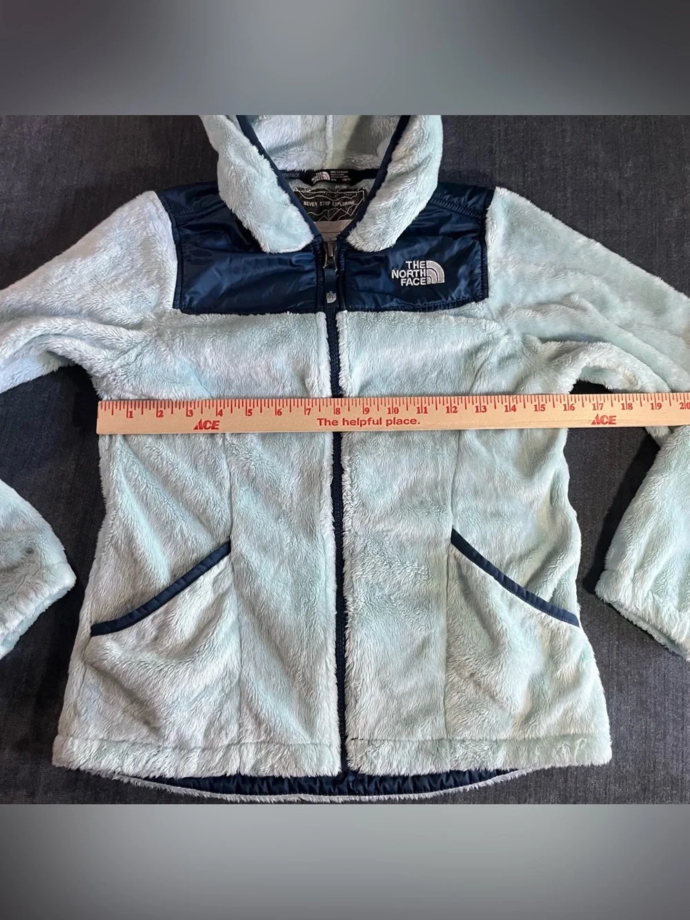 The North Face Fleece Girls Medium 10 Oso Hoodie Jacket Hooded Starlight blue